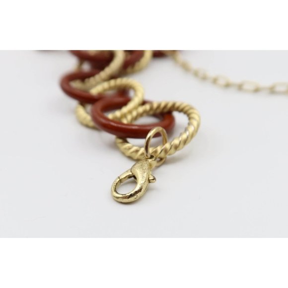 Vintage 60s/70s Brown Lucite & Gold Tone Chain Link Necklace 19.25" Unsigned - Picture 5 of 6